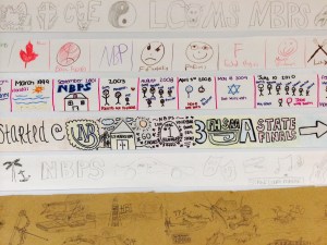 I covered the top of my front wall with students' life stories told in pictures.